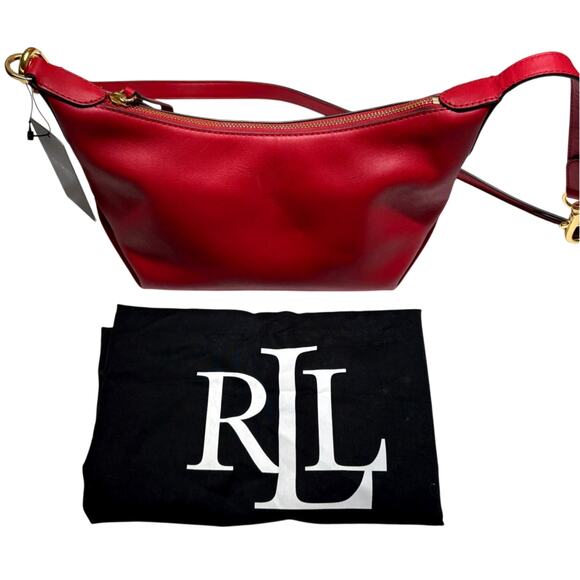 Lauren Ralph Lauren KASSIE Small Leather Shoulder Crossbody Bag in Red NWT $295 - Picture 11 of 15